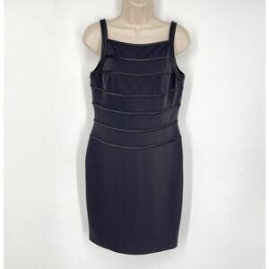 White House Black Market Cocktail Sheath Dress Sz 6 Black Raised Stripes Accent